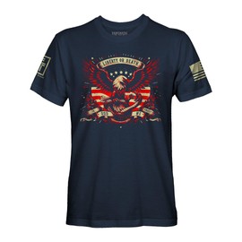 Give Me Liberty or Give Me Death 4th of July Men's Patriotic T-Shirt (Navy T-Shirt, M)