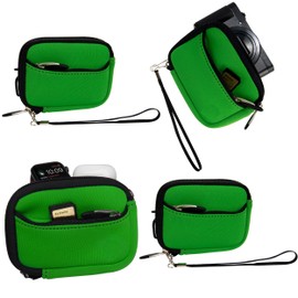 eBigValue 4-Pack Compact Tech Accessory Pouch Bag with Strap for Men & Women - Travel Gadget Organizer Bags – Small Zipper Pouches for USB, Charger, Earbuds