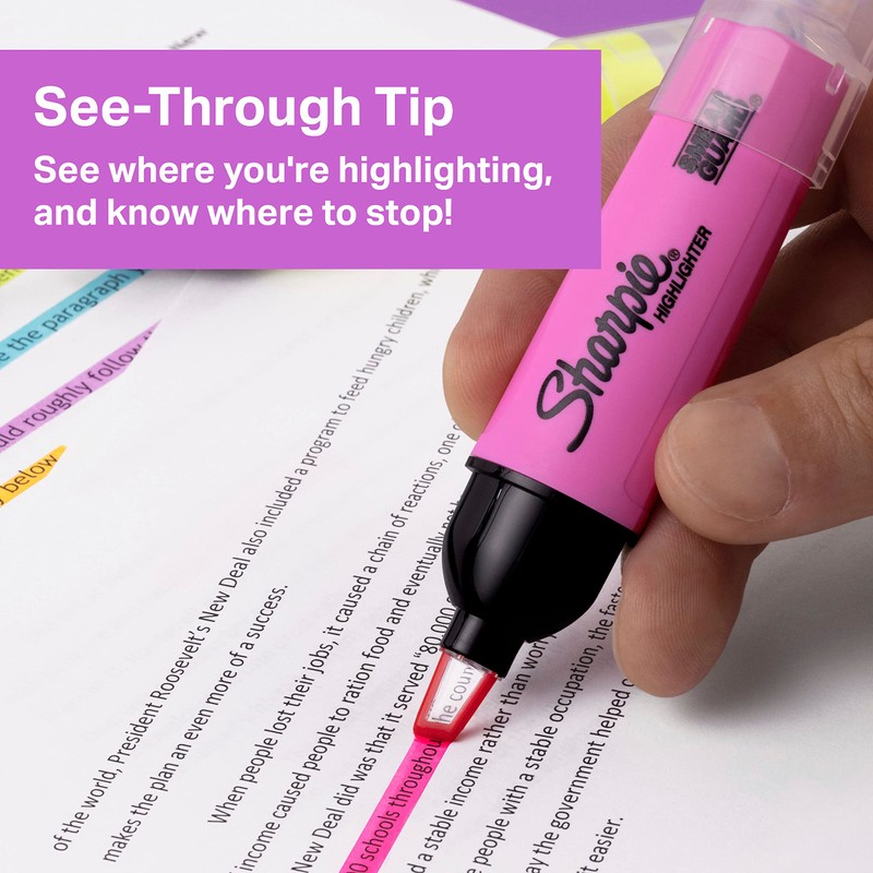 SHARPIE Highlighter, Clear View Highlighter with See-Through Chisel Tip, Tank