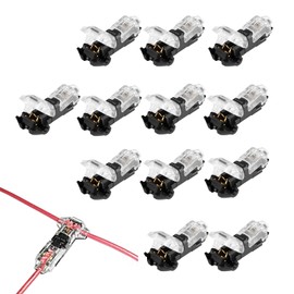 Solxion 1-Pin T Wire Connectors, Set of 12, Branch Wire Connectors, Easy and Quick Wire Installation, Supports 20-22 AWG, For Low Pressure, No Soldering Required, No Stripping, Car Wiring Repair Kit
