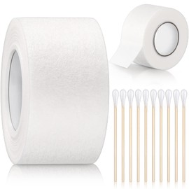 Tondiamo 1 Inch x 60 Feet Ear Tape for Dogs and 4 Inch Bamboo Buds Cotton Swabs Self Adhesive Non Woven Doberman Ear Posting Kit