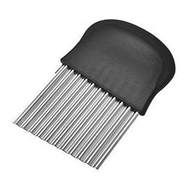 ZeeDa Large Crinkle Cutter Potato Knife Cutter French Fry Slicer Potato Cutter Fruit Vegetable Wavy Chopper Knife Stainless Steel Black (1)