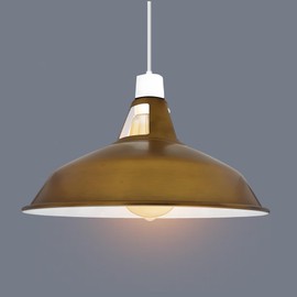 LEDSone Vintage Industrial Pendant Lights Metal Lamp Shades in a Retro Modern Style Antique Shades for Ceiling Lights Lampshades for Lights in Bedroom Kitchen and Bathroom, Yellow Brass, 2-Pack