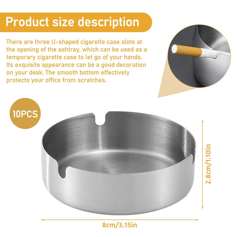 10 pieces ashtray, stainless steel, table top ashtray, modern table
