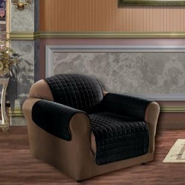Elegant Comfort Quilted Furniture Protector for Pet Dog Children Kids Special Treatment Microfiber as Soft as Egyptian Cotton, Black Chair
