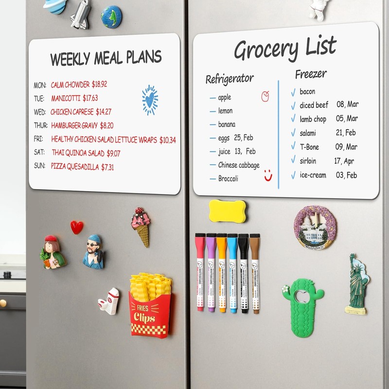 4 PACK Magnetic Dry Erase Board Sheet for Fridge, 12"x8"