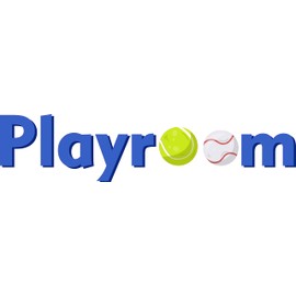 Wall Decal: Playroom with Tennis and Baseball Balls Design Vinyl - Entrance Banner Word Art for Kid's Play Room Decoration - 20" x 4"