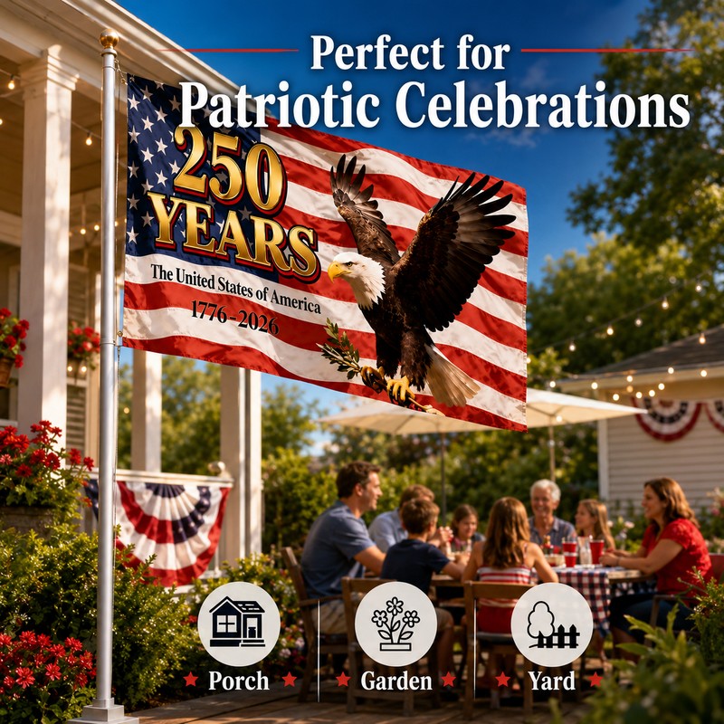 American Flag Eagle Banner for Decoration – Foldable Polyester Flag
