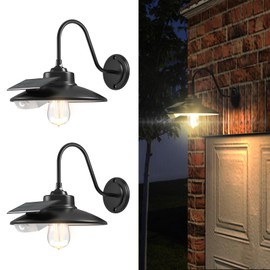 APONUO Solar Wall Lights Outdoor with 3 Lighting Modes & Motion Sensor, Solar Barn Light IP65 Waterproof, Wall Mount Rustic Vintage Gooseneck Solar Wall Light Decor for Barn, Wall, Porch, Farmhouse