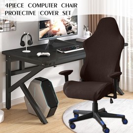AIMENJOY Gaming Chair Covers Stretch 4 Piece, Computer Chair Cover with Armrest and Chair Back Covers for Game Chair Computer Chair Office Chair (Brown)