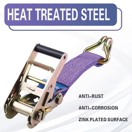 Tie-Downs Ratchet Straps 2" x 13' with Double Wires J Hook Heavy Duty Breaking Strength 10,000 lbs Working Load 3333 lbs for Trailer Cargo Car Truck ATV Transporting Pack of 4