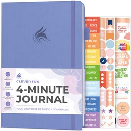 Clever Fox Four-Minute Journal – Daily Positivity Journal with Prompts – Motivational Affirmation, Mental Health & Habit Tracker (Lavender)