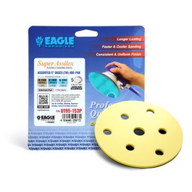 Super Assilex 5 inch Sanding Discs ASSORTED Production JOB-PAK, K-240 + K-360 + K-600, 7 Holes, Hook & Loop, U195-153P, 5 Discs + 1 Pad