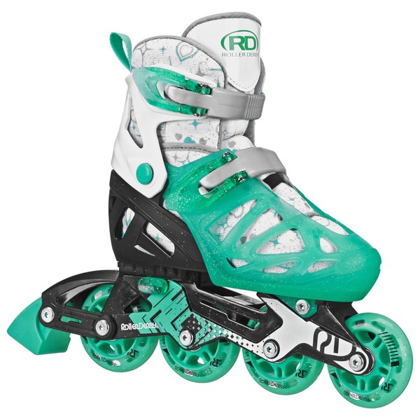 Roller Derby Girls Tracer Adjustable Inline Skates (Mint, Medium (2-5))