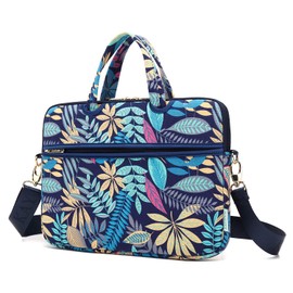 KAYOND Forest Series Patten Canvas Laptop Shoulder Messenger Bag Case Sleeve for 12.5-13.3 Inch Laptop and Macbook Air 13 Pro 13/14 (13-13.3 inch, Forest Series Blue)