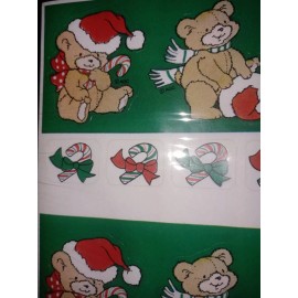 American Greetings Vintage American Greeting stickers Christmas Teddy Bears Santa Hat 1 Sheet