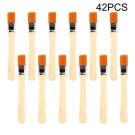 Kleine Pinsel-Set, Holzgriff, Malwerkzeug, 1,3 cm Breite, weiche Borsten, Pinsel für Möbel, Malerei, Wände, Decken (Holzfarbe), 42-teilig