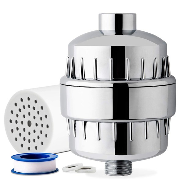 iSpring SF2S 15-Stage High Output Universal Shower Filter with Replaceable Cartridge, Better Skin, Softer Hair, and Stronger Nails, Chrome