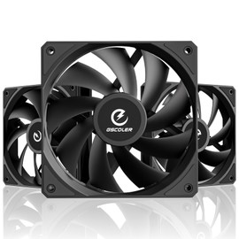 GSCOLER FA120 120mm Case Fan 3 Pack, Quiet PC Cooling Fan with 4-Pin PWM Smart Speed Control, Daisy - Chain Design for Tidy Build, High Airflow for Computer Case, Gaming PC, CPU Cooler, Radiator
