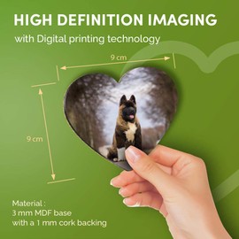 Destination Vinyl ltd Great Coasters (Set of 4) Heart - Large American Akita Puppy Dog Drink Glossy Coasters/Tabletop Protection for Any Table Type #15711