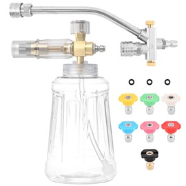 HOUSEEN Foam Cannon Dual Connector with 7 Spray Nozzles, Pressure Washer Double Tip Attachment for Car Truck SUV RV, Foam Blaster Accessories with Quick Connect for Roof Driveway Window Cleaning