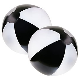Penta Angel Beach Balls 2PCS 12 Inch Inflatable/Blow Up Classic Rainbow Color Summer Swimming Pool Party Favors Water Toy Beachball for Women Men Adults Playing (Black&White, 12 Inch)