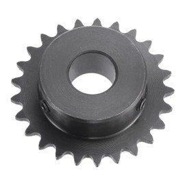 sourcing map 25 Tooth Roller Sprocket B Type, #25 Chain, Single Strand 1/4" Pitch, 15mm Bore Black Oxide C45 Carbon Steel with Set Screws for ISO 04C