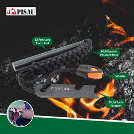 12.7 cm Ferro Rod Flint Fire Starter Waterproof for Camping, Hiking and Emergency