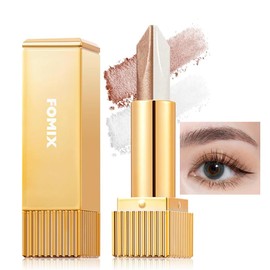 FOMIX Mirrored Silky Tuton Eye Shadow Stick Glitter Eyeshadow Stick, Double Color Shimmer Eyeshadow Stick Gradient Eye Makeup 3.8g - FM07# Coffee Brown