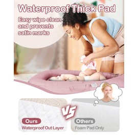 Baby Lounger, Infant Lounger for Newborn 0-24 Months, Waterproof Inner Cover and Pure Cotton Breathable Baby Nest Cover, Newborn Essentials for Baby Boys & Girls, Portable Baby Bed for Home and Travel