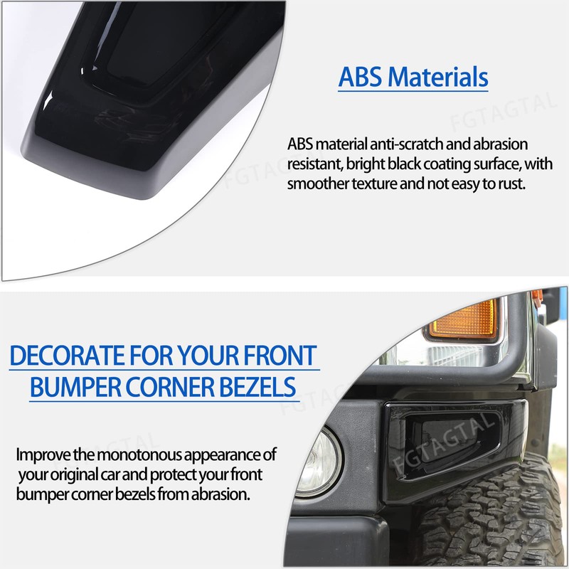 Front Bumper Corner Bezels Replacement Compatible with Hummer H2 2003-2009