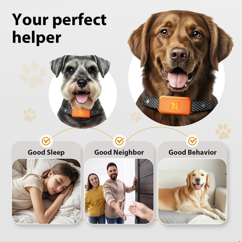 KJKZO Dog Bark Collar for Large Medium Small Dogs, Rechargeable