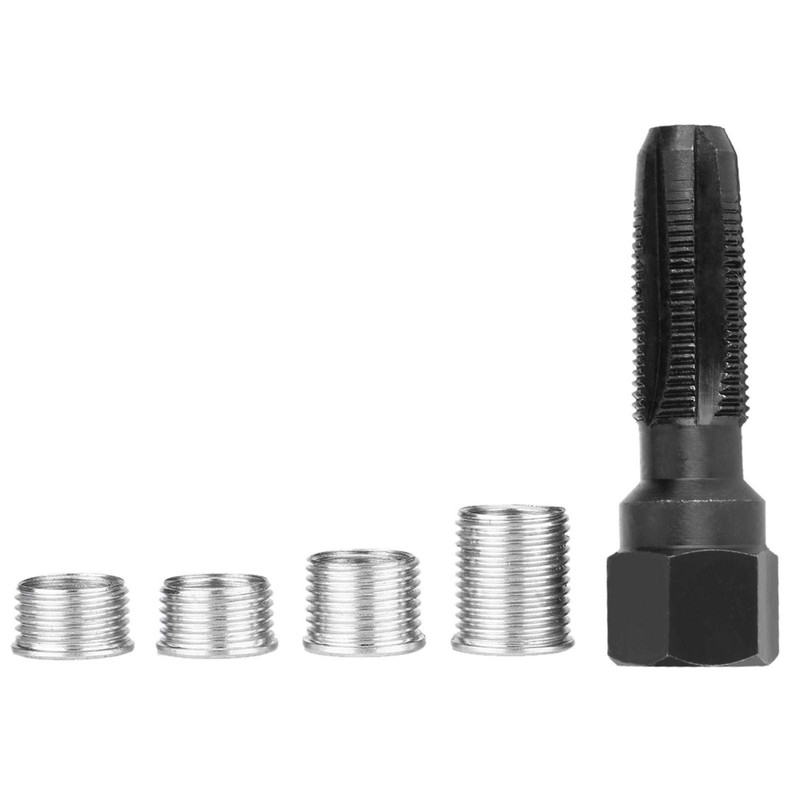 Ymiko 5Pcs Carbon Steel for Spark Plug Re-Thread Tap Tools