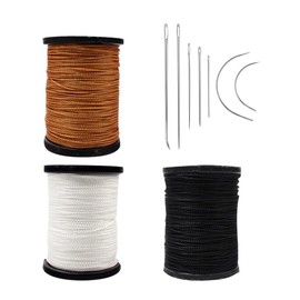 JIHUOO Upholstery Thread and Needles Kit 3 Rolls Extra Strong Nylon Thread 7 Pcs Hand Sewing Needles Leather Repair Sewing Kit