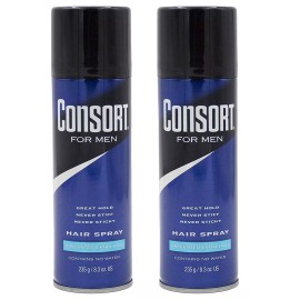 Consort Aerosol Hair Spray for Men Extra Hold, Unscented, 8.3 oz (2 Pack)