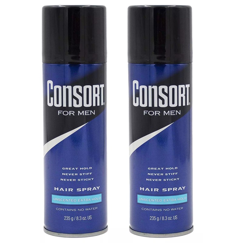 Consort Aerosol Hair Spray for Men Extra Hold, Unscented, 8.3