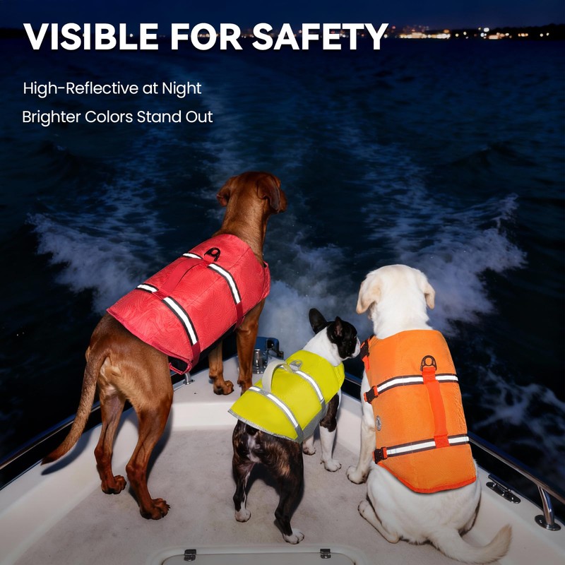 VIVAGLORY Rip Stop Dog Life Vest, Swimming Vest with Handle,