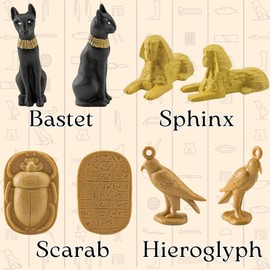 Liberty Imports 12 PCS Ancient Egypt Toys, Mini Egyptian Figurines Play Set - Pyramids of Giza, Mummy, King TUT, Sphinx, Anubis and Artifacts for Kids, School Projects