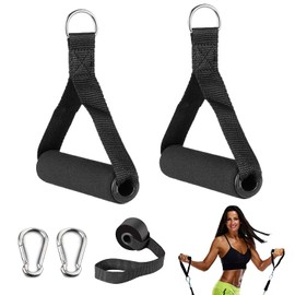 masoe Agarres para Gym, 2 Piezas Asas de Ejercicio, con Dos Hebillas de Puerta de Montañismo. Asas de Ejercicio Resistentes, Accesorios de Agarre para Poleas de Máquina de Cables