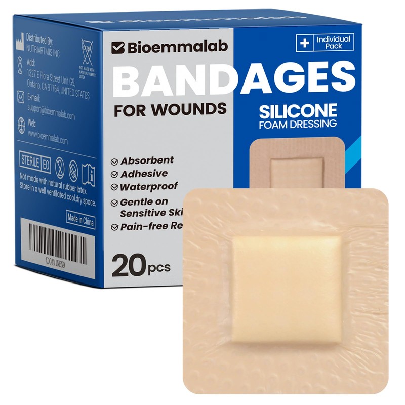 Large Waterproof Bandages 2x2 Silicone Foam Dressing for Sensitive Skin