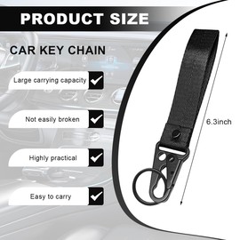 Wevdn Car Key Chain, Fabric Metal Practical Multifunctional Motorcycle Keychain, Anti-Lost Keychain with O-Ring for Men Women (Black)