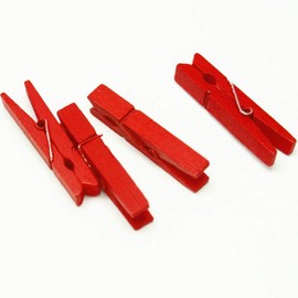 ANJUU 50pcs Craft Wood Clothespins Colored Wooden Photo Clothespins Paper Peg Pins Craft Spring Clips for Home Arts Crafts Decor, 2.75 inches (Red)