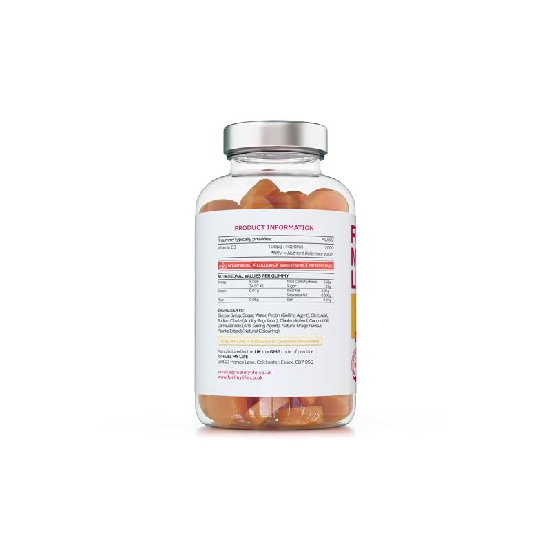 Vitamin D3 Gummies 4000IU, 100µg - 60 Natural Orange Flavour