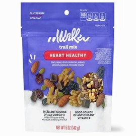 Heart Healthy Trail Mix: Dark Raisins Cranberries Walnuts, Roasted Almonds Pepitas, Chocolate Chunks, Non GMO Gluten Free Omega 3 Energy Antioxidant Superfood Snack Snacking Food Treat (Well Market 5oz Bag)