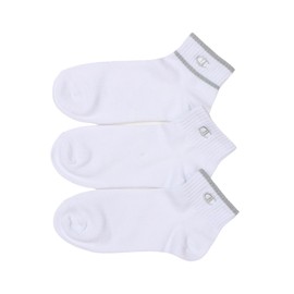 Champion CWSCZ301 Plain Socks, 3 Pairs Set, Non-Pile, Logo Embroidery, 3 Designs, One Point Logo, Short Length Socks, White, white