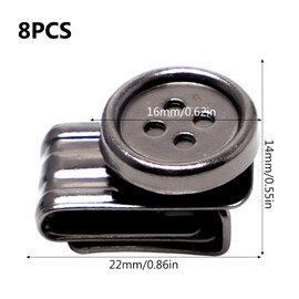 Neikafan Button Clips for Suspenders, Pack of 8, Strap Buttons, No Sewing Button, Clip-On Buttons for Braces Button, End Clip, Adjustable Strap Buttons for Jeans, Braces Button Clips, Gun Black