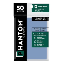 Phantom Sleeves: Evergreen Size 88 x 125mm: Glossy Front/Back - 50 Pack - Transparent Protective Card Sleeves for Board Games & Trading Cards