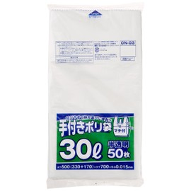 ON03 White Translucent Garbage Bags, Width 13 + Gusset 6.7 inches (17 cm) x Height 27.6 inches (70 cm), Thickness 0.00006 inches (0.015 mm), Gusset, Type, Tie-To-Carry Plastic Bags, Handed, Pack of 50