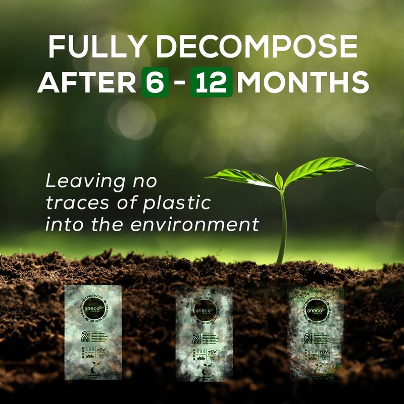 ANECO 100% Home Compostable Food Waste Bags (1.6 Gallon Trash