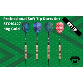 SHOT TAKER CO. EST. 2017 Professional Soft Tip Darts 12 PC | 12 Brass Barrels | 50 Extra Black 2BA Tips| 12 Aluminum Shafts | 16 Flights Standard| Multi Tool | Carry Bottle (18g Gold Barrel) STC10427